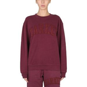 MARKET Unisex Crewneck Sweatshirt with Distressed Applique Logo Unisex BORDEAUX
